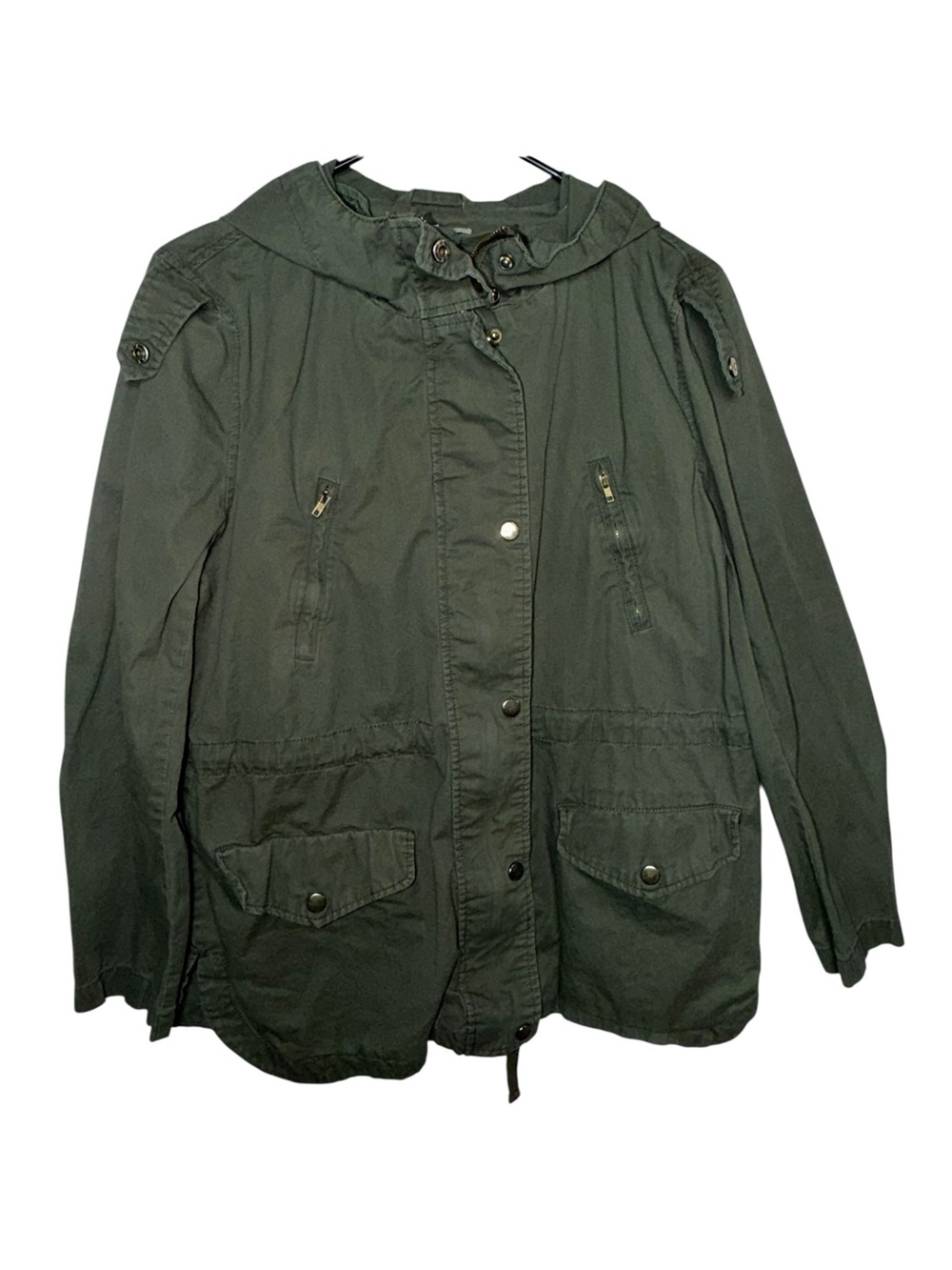 Charlotte Russe Olive Green Hooded Utility Jacket